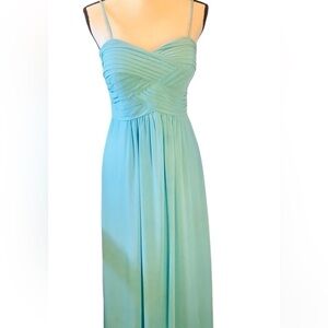 Bill Levkoff Dress Aqua Blue Green Floor Length Chiffon Formal Prom Bridesmaid
